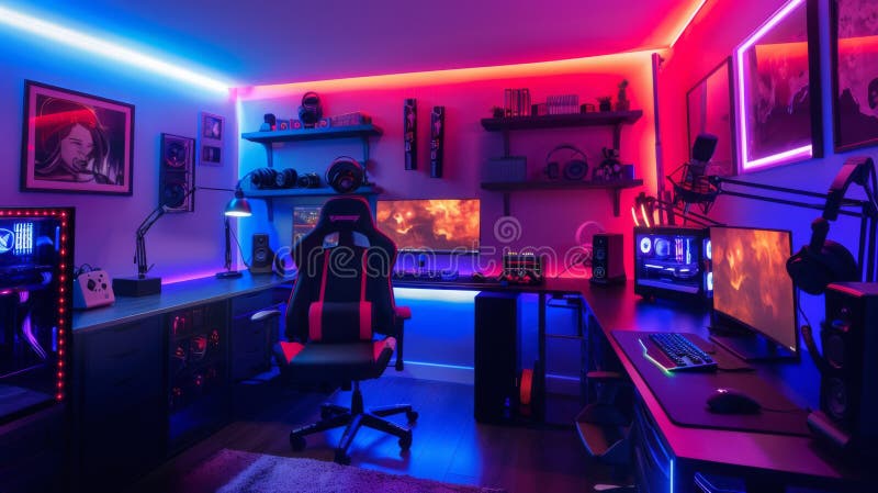 Gaming setup with RGB lights